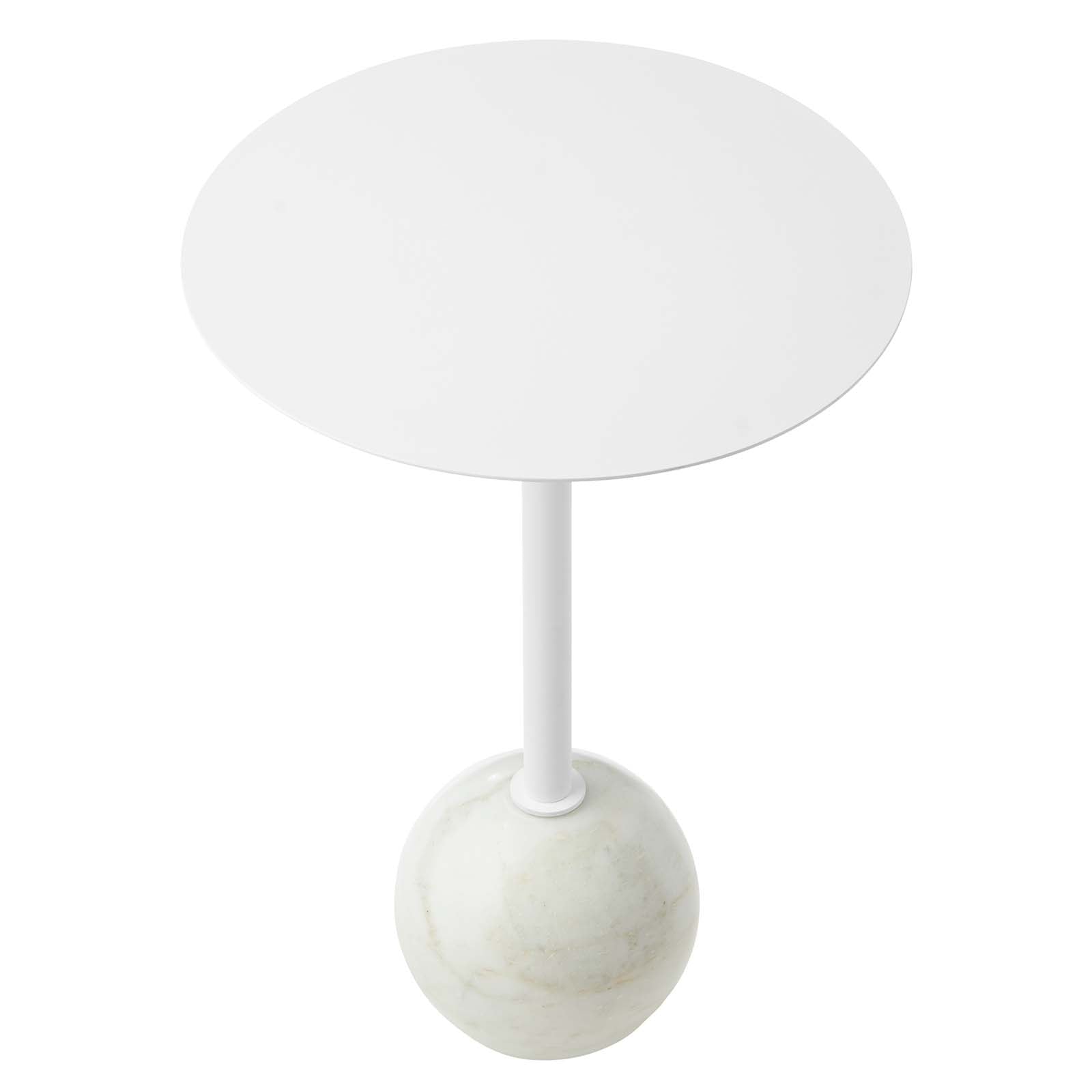 Aliza Round White Marble Side Table By HouseBean