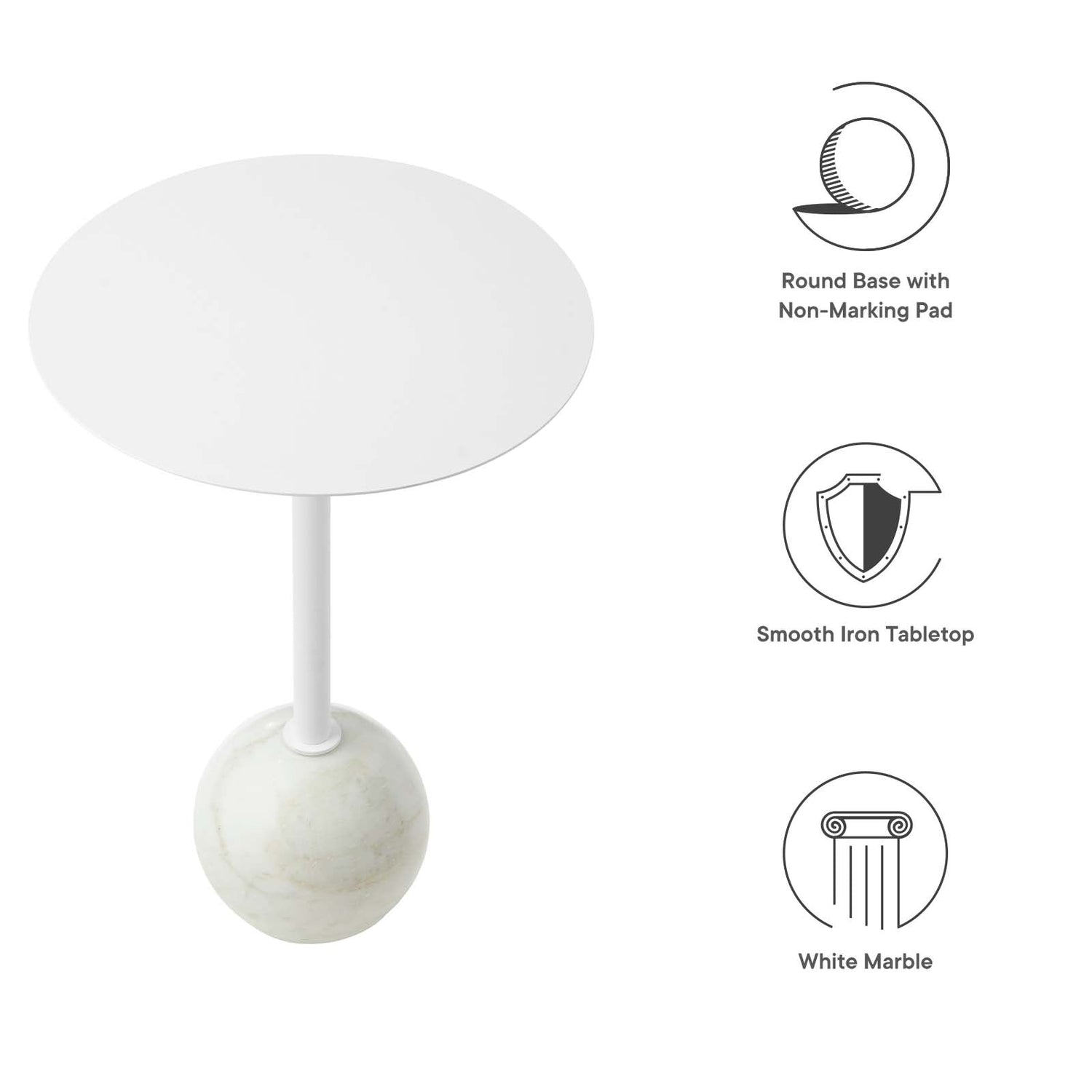 Aliza Round White Marble Side Table By HouseBean