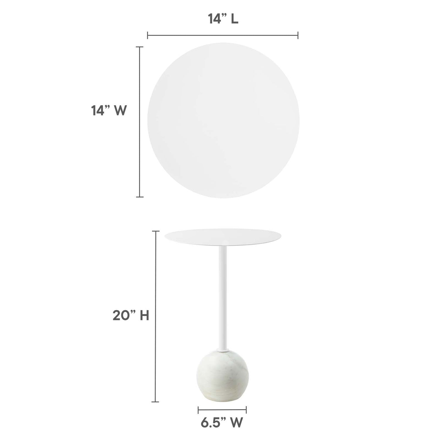 Aliza Round White Marble Side Table By HouseBean