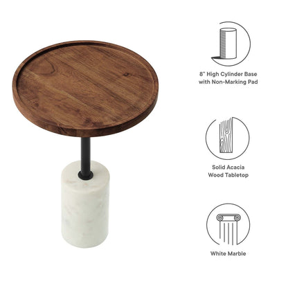 Amina Round Acacia Wood Side Table By HouseBean