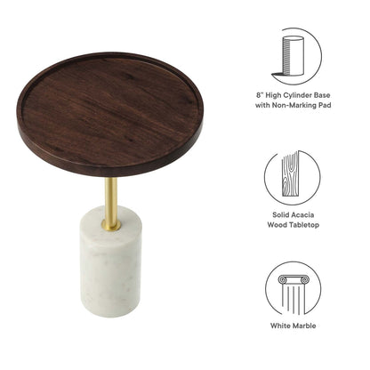 Amina Round Acacia Wood Side Table By HouseBean