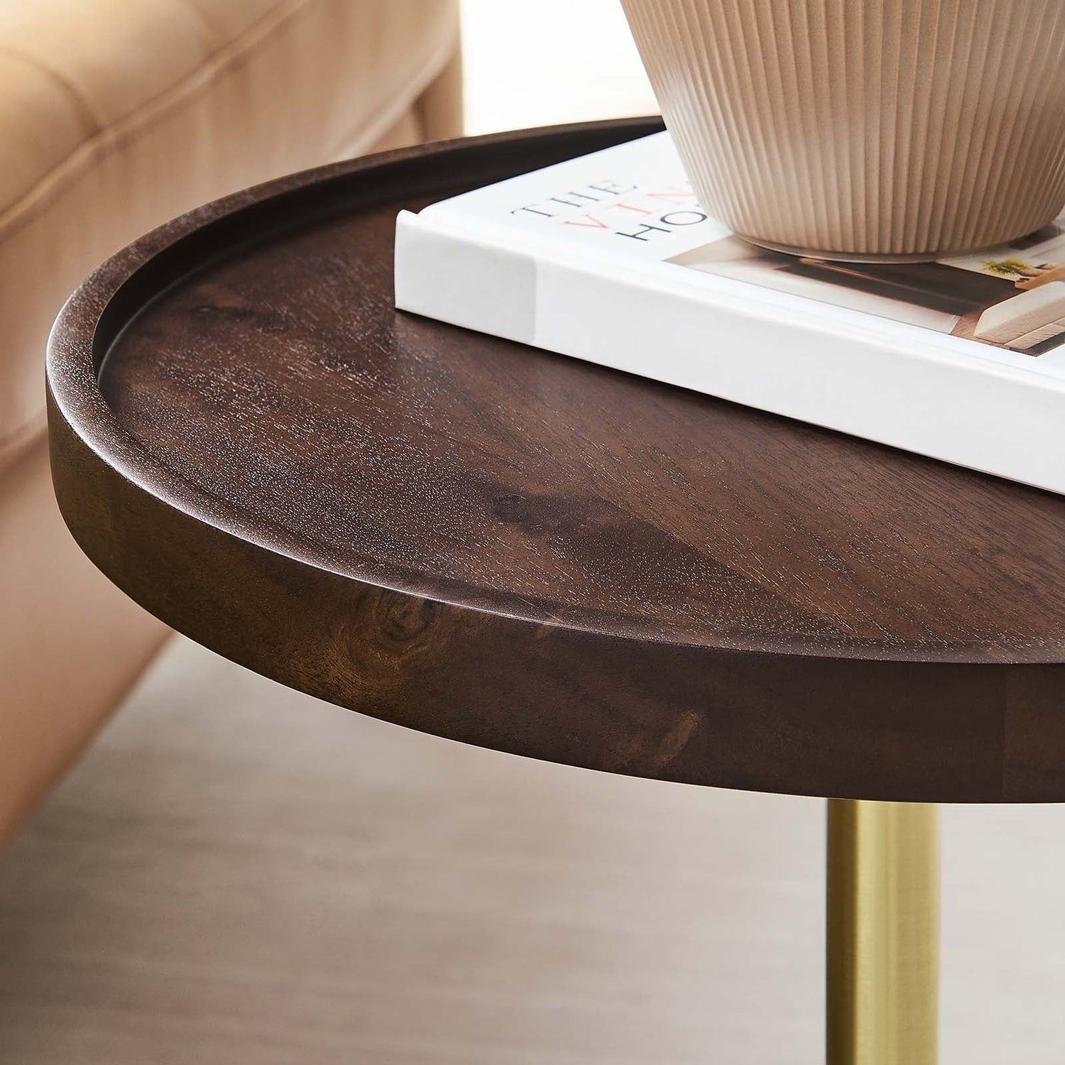 Amina Round Acacia Wood Side Table By HouseBean