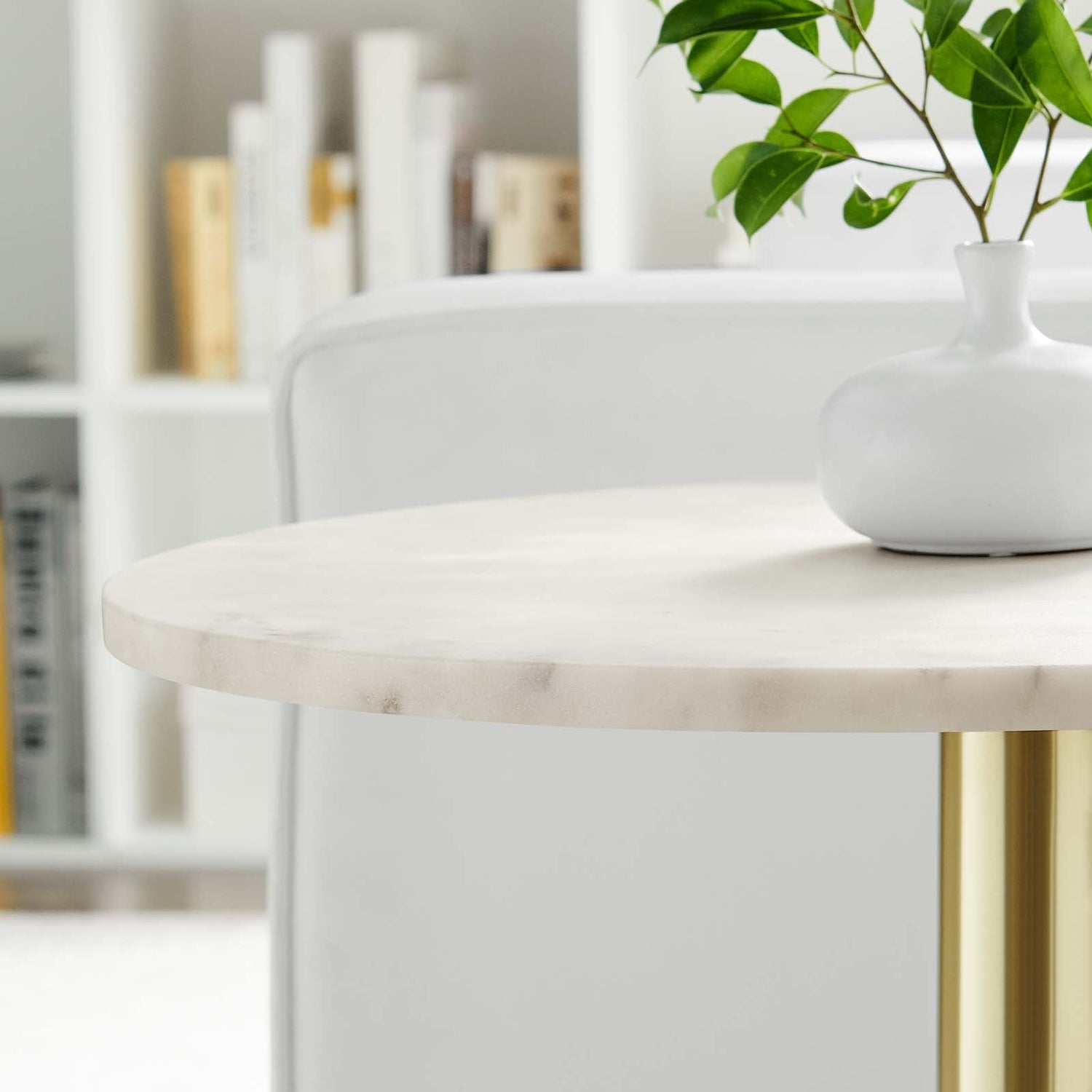 Viva Round White Marble Side Table By HouseBean