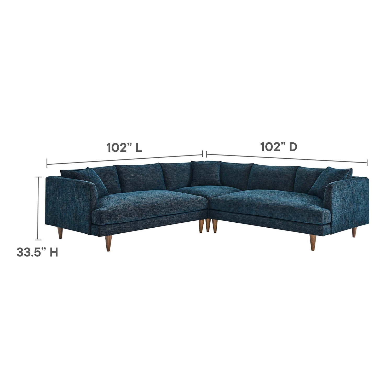 Zoya 3 Piece Down Filled Overstuffed Sectional Sofa by Modway