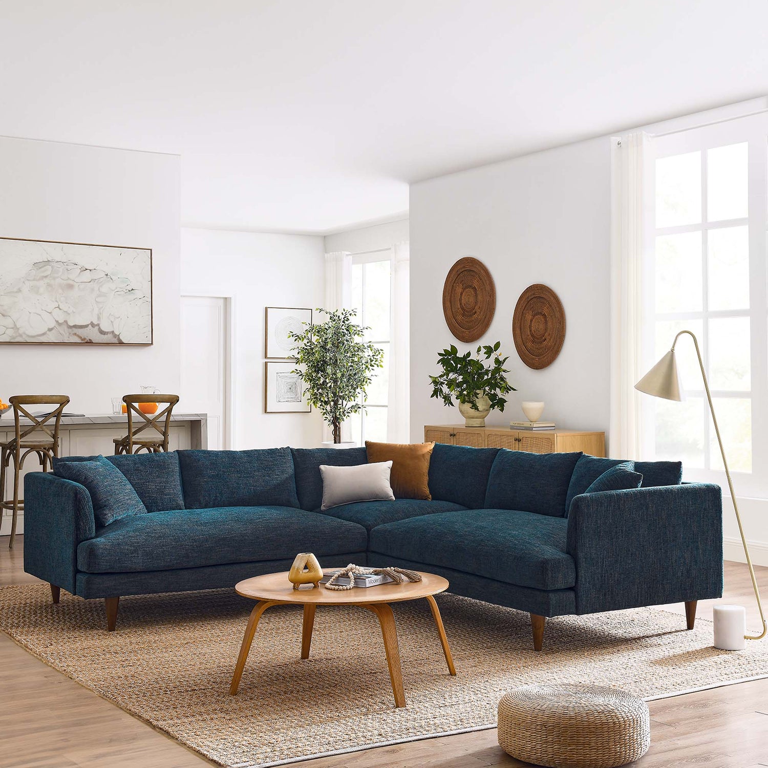 Zoya 3 Piece Down Filled Overstuffed Sectional Sofa by Modway