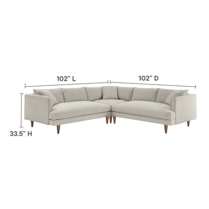 Zoya 3 Piece Down Filled Overstuffed Sectional Sofa by Modway