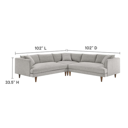 Zoya 3 Piece Down Filled Overstuffed Sectional Sofa by Modway