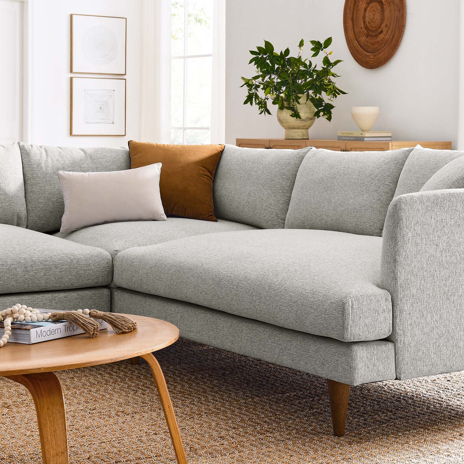 Zoya 3 Piece Down Filled Overstuffed Sectional Sofa by Modway