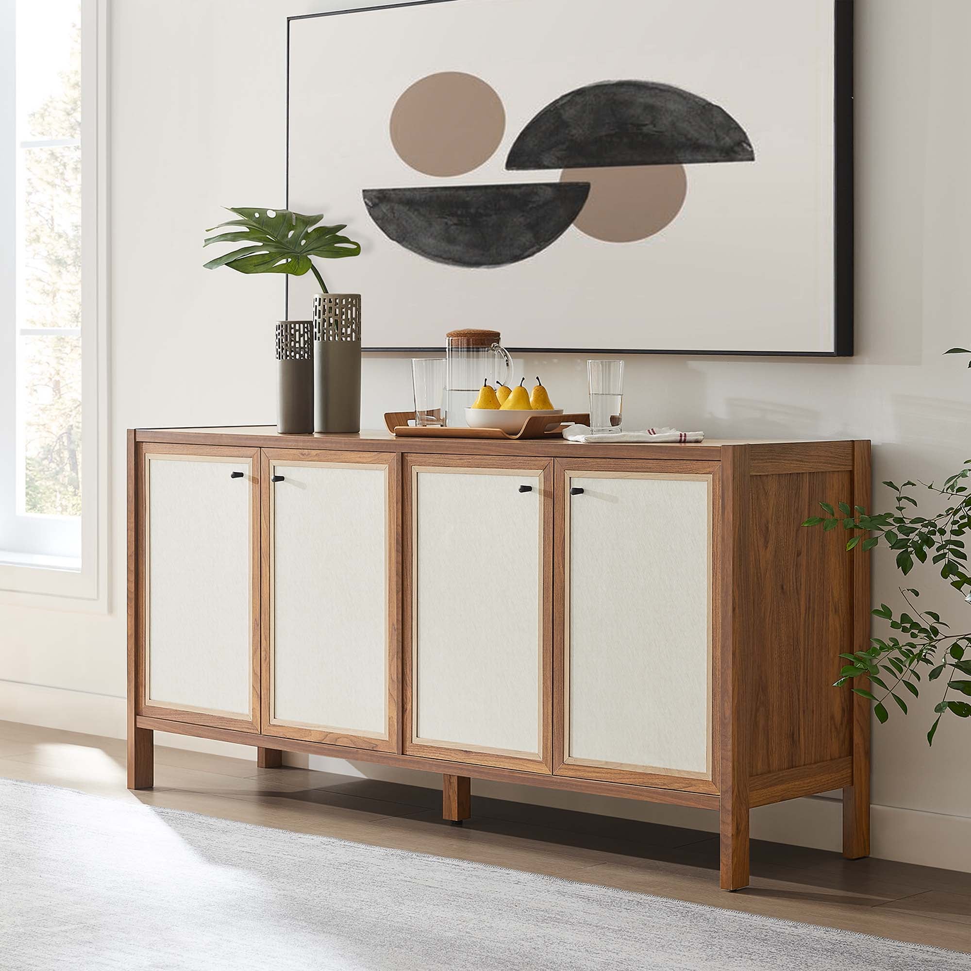 Capri 65&quot; Wood Grain Sideboard Storage Cabinet by Modway