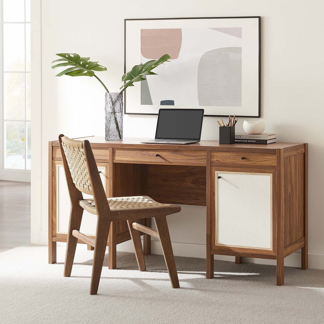 Capri 58&quot; Wood Grain Office Desk By HouseBean