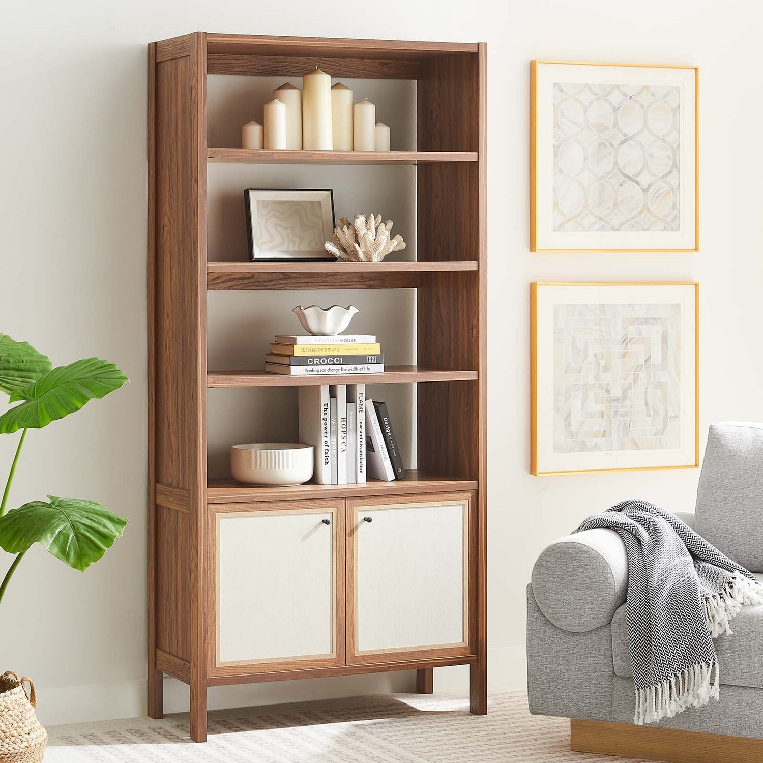 Capri 4-Shelf Wood Grain Bookcase By HouseBean