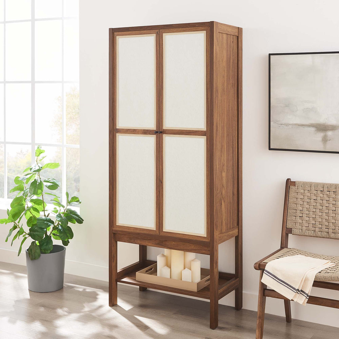 Capri Tall Wood Grain Standing Storage Cabinet by Modway