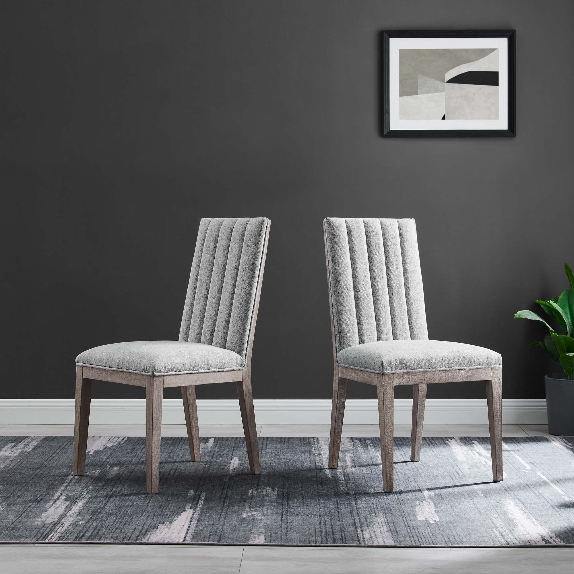 Maisonette French Vintage Tufted Fabric Dining Side Chairs Set of 2 by Modway