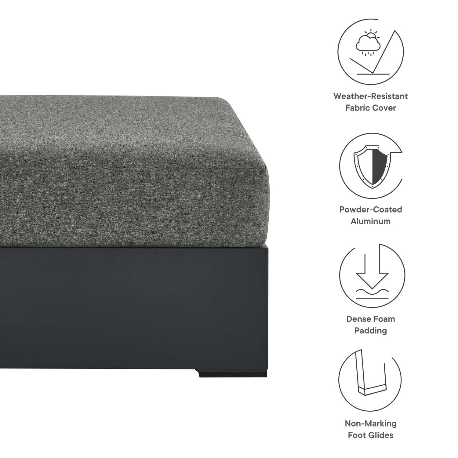 Tahoe Outdoor Patio Powder-Coated Aluminum Ottoman By HouseBean