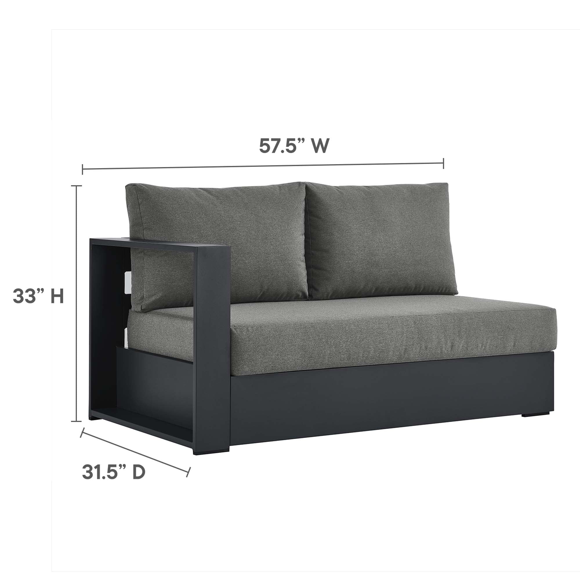 Tahoe Outdoor Patio Powder-Coated Aluminum Modular Left-Facing Loveseat by Modway