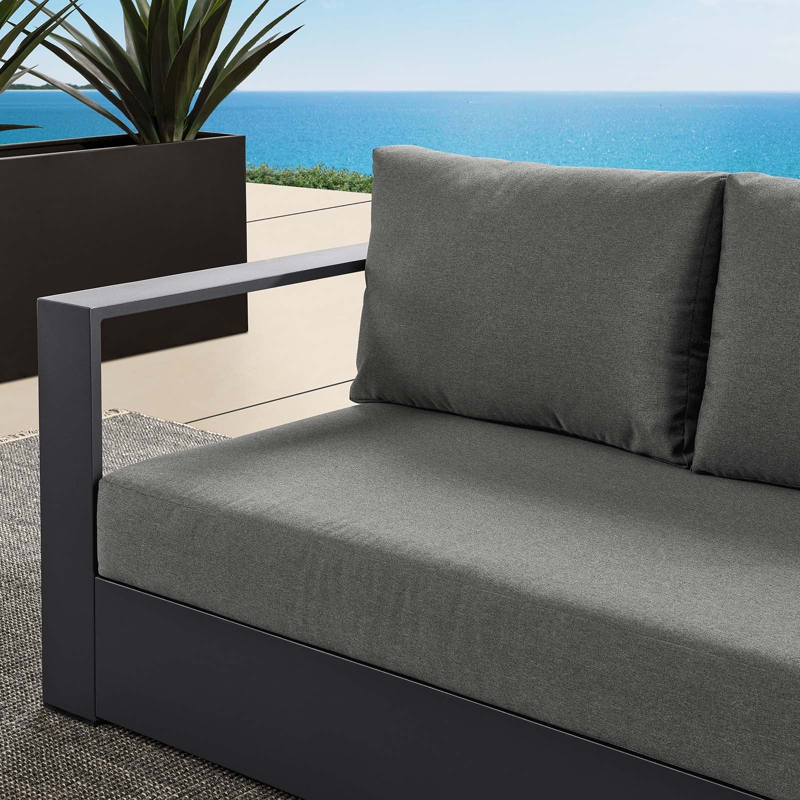 Tahoe Outdoor Patio Powder-Coated Aluminum Modular Left-Facing Loveseat By HouseBean