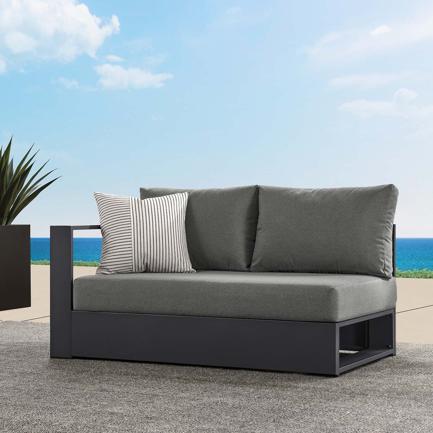 Tahoe Outdoor Patio Powder-Coated Aluminum Modular Left-Facing Loveseat By HouseBean