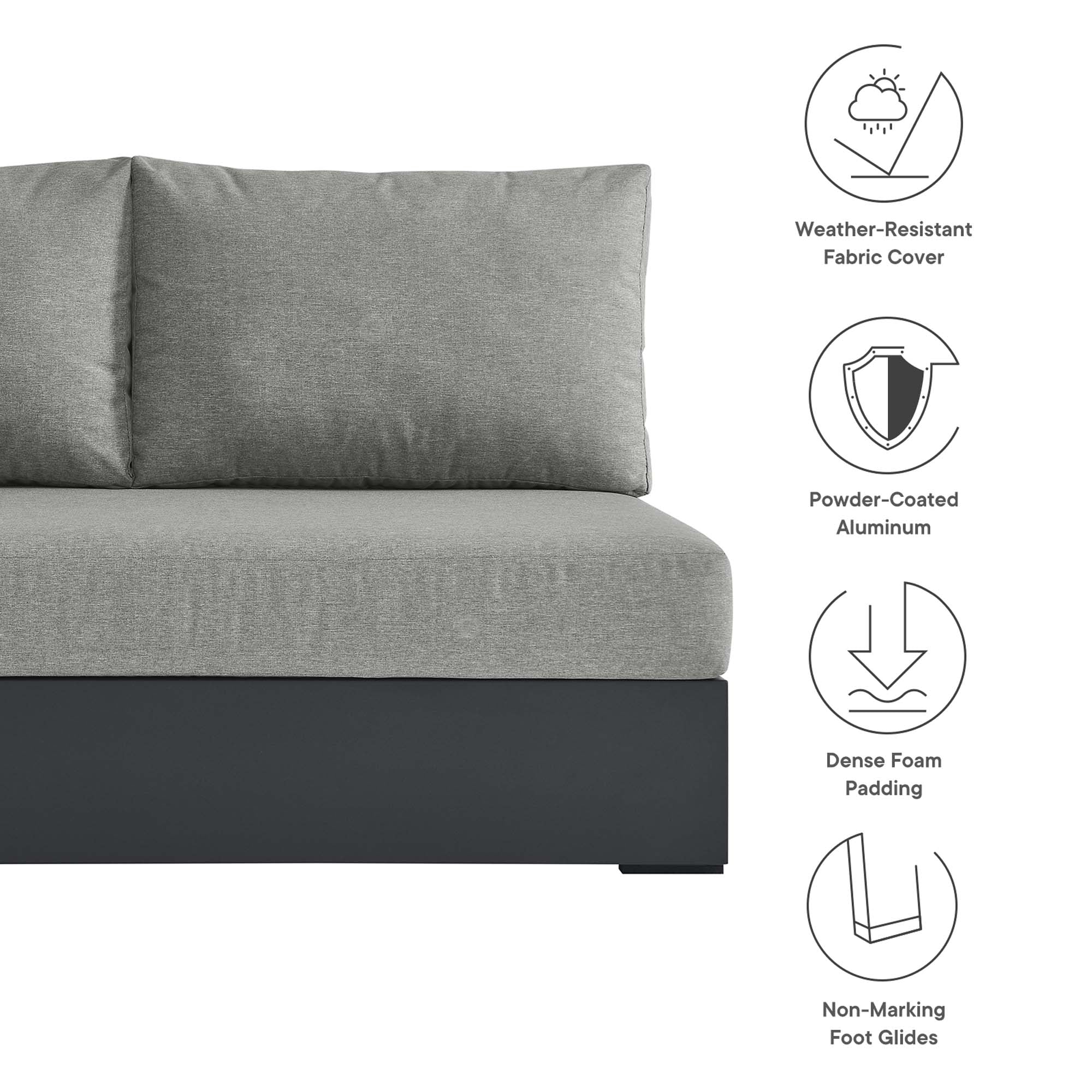 Tahoe Outdoor Patio Powder-Coated Aluminum Modular Left-Facing Loveseat by Modway