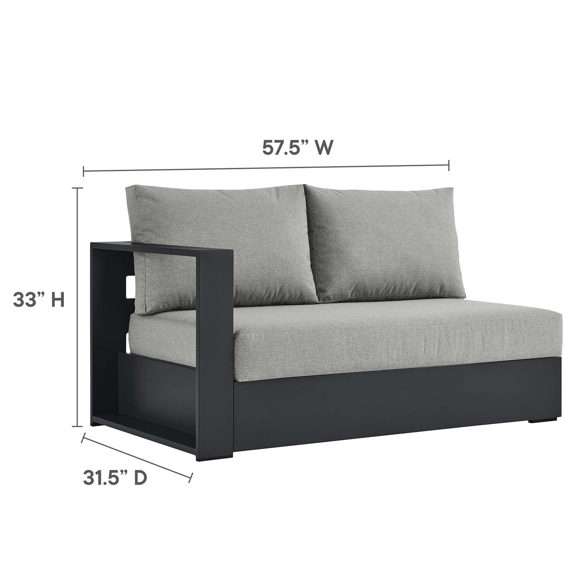 Tahoe Outdoor Patio Powder-Coated Aluminum Modular Left-Facing Loveseat by Modway