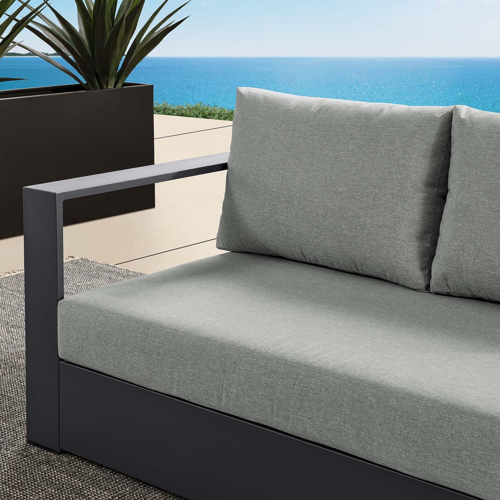 Tahoe Outdoor Patio Powder-Coated Aluminum Modular Left-Facing Loveseat By HouseBean