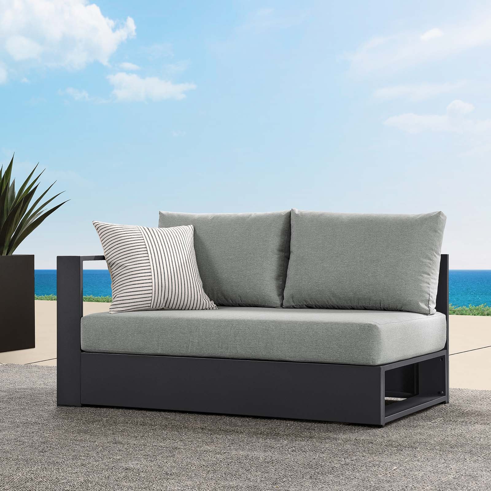 Tahoe Outdoor Patio Powder-Coated Aluminum Modular Left-Facing Loveseat By HouseBean