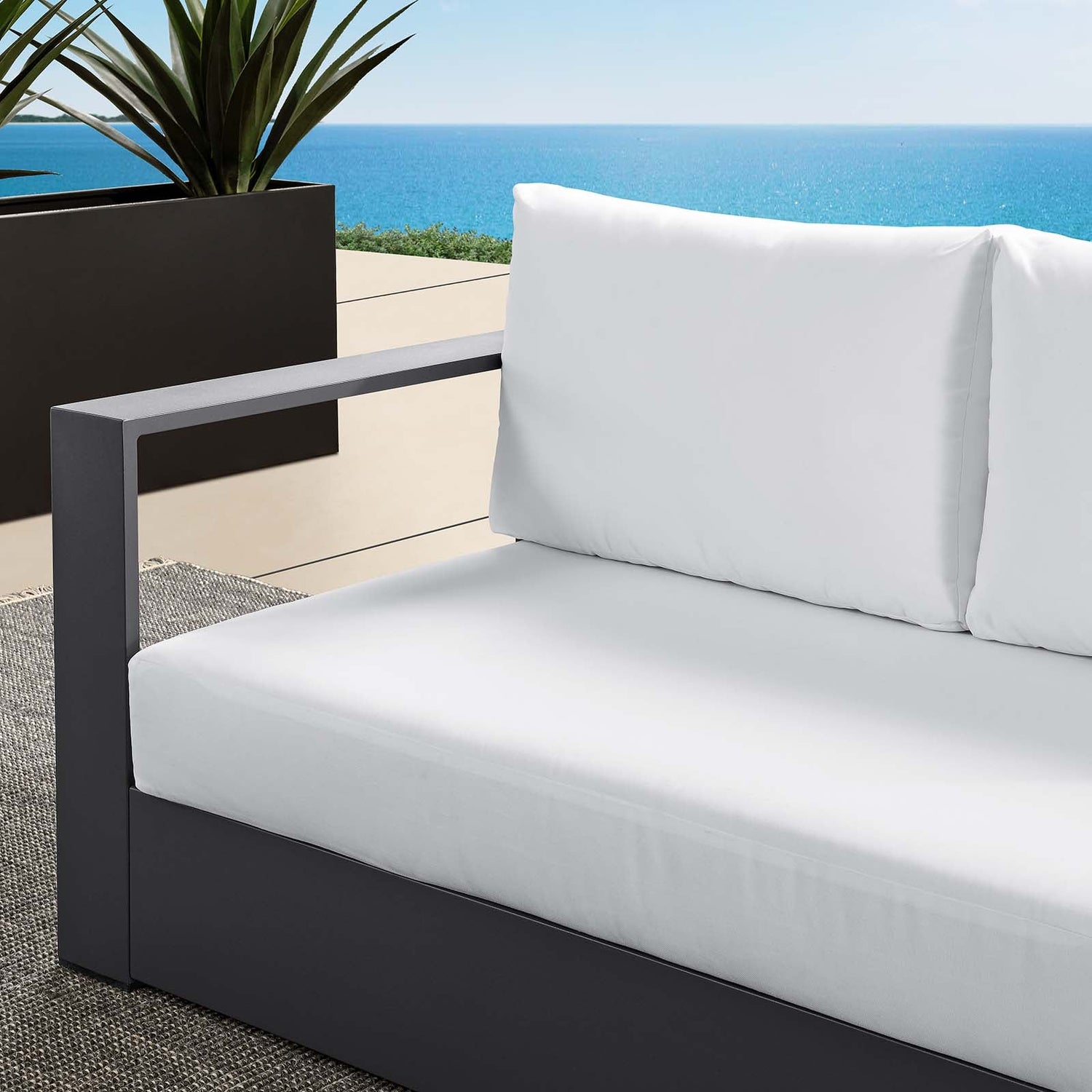 Tahoe Outdoor Patio Powder-Coated Aluminum Modular Left-Facing Loveseat By HouseBean