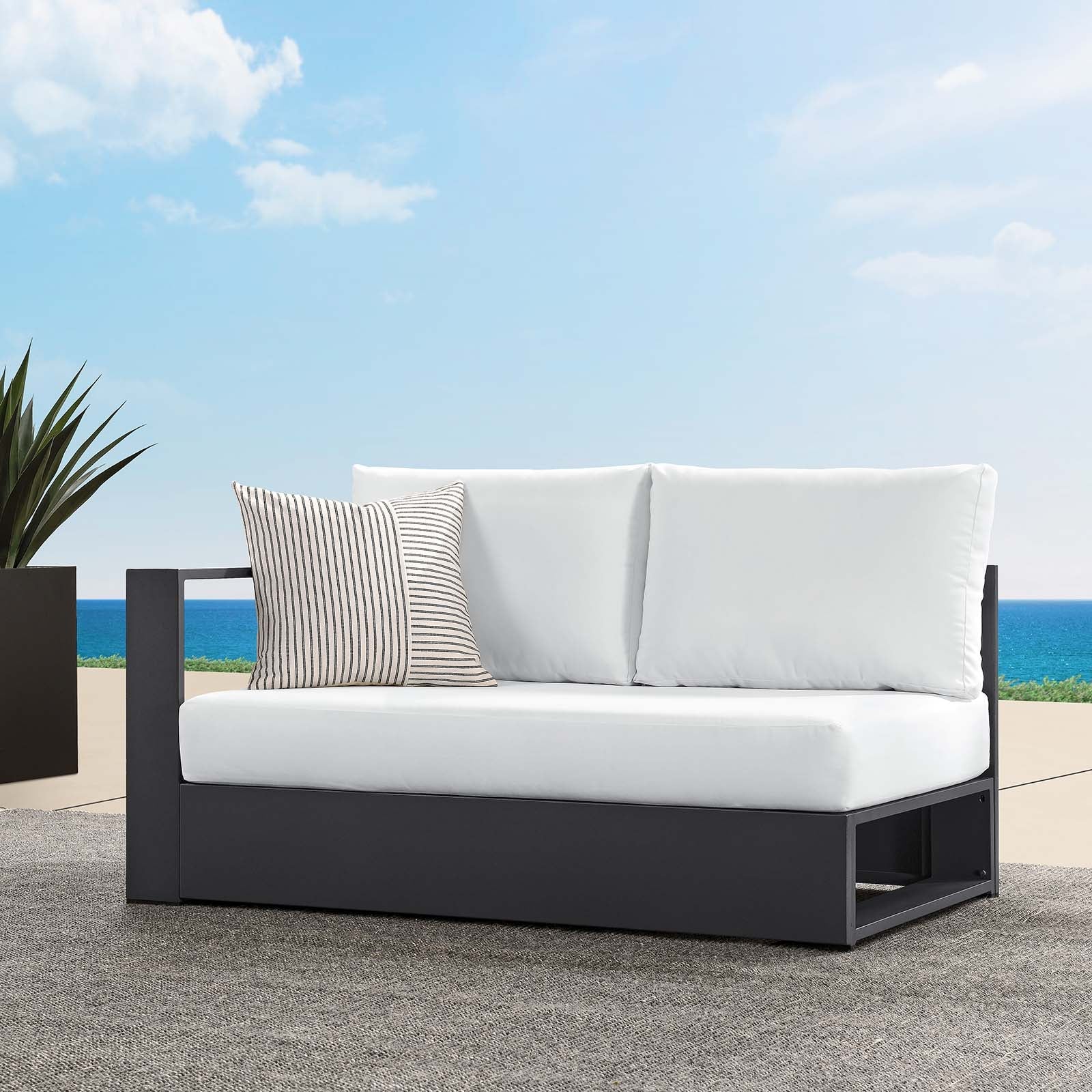 Tahoe Outdoor Patio Powder-Coated Aluminum Modular Left-Facing Loveseat By HouseBean