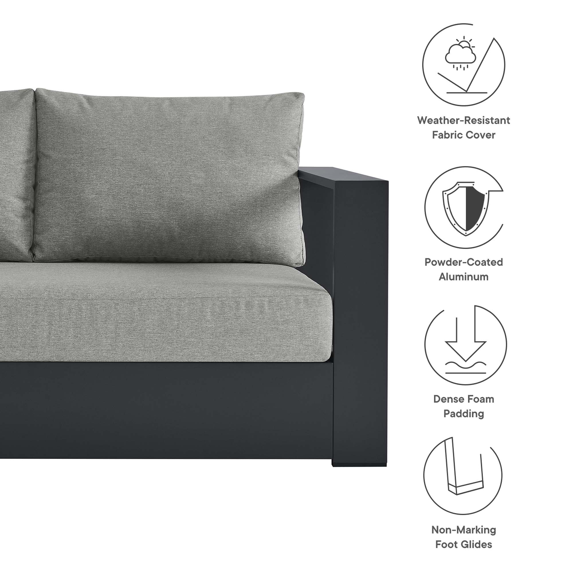 Tahoe Outdoor Patio Powder-Coated Aluminum Modular Right-Facing Loveseat by Modway