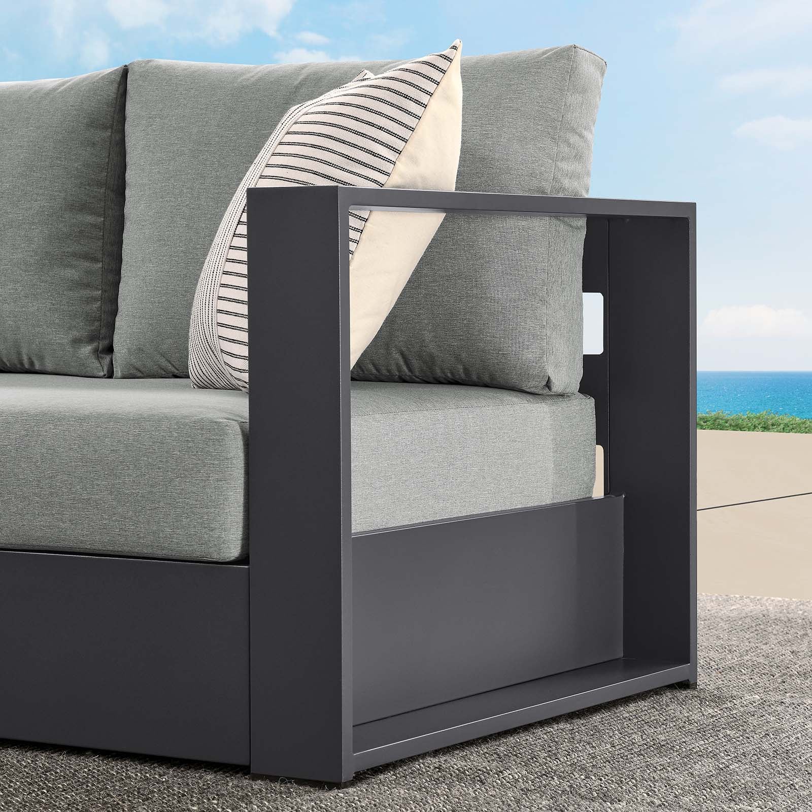 Tahoe Outdoor Patio Powder-Coated Aluminum Modular Right-Facing Loveseat By HouseBean