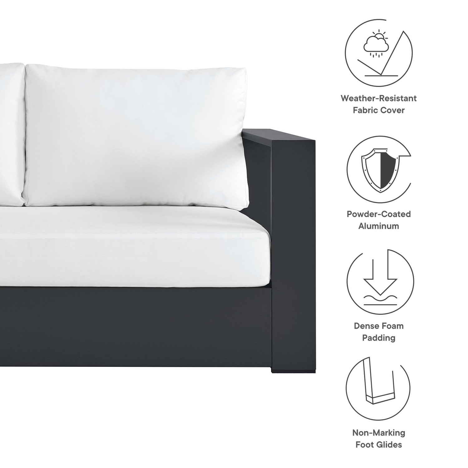 Tahoe Outdoor Patio Powder-Coated Aluminum Modular Right-Facing Loveseat by Modway