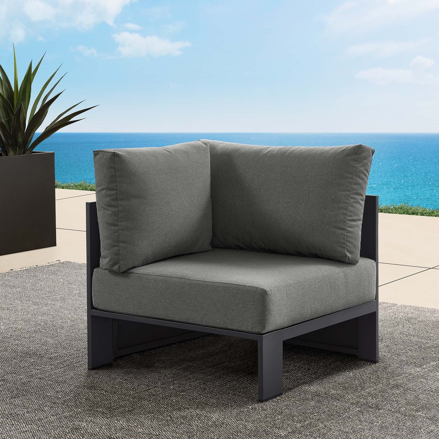 Tahoe Outdoor Patio Powder-Coated Aluminum Modular Corner Chair by Modway