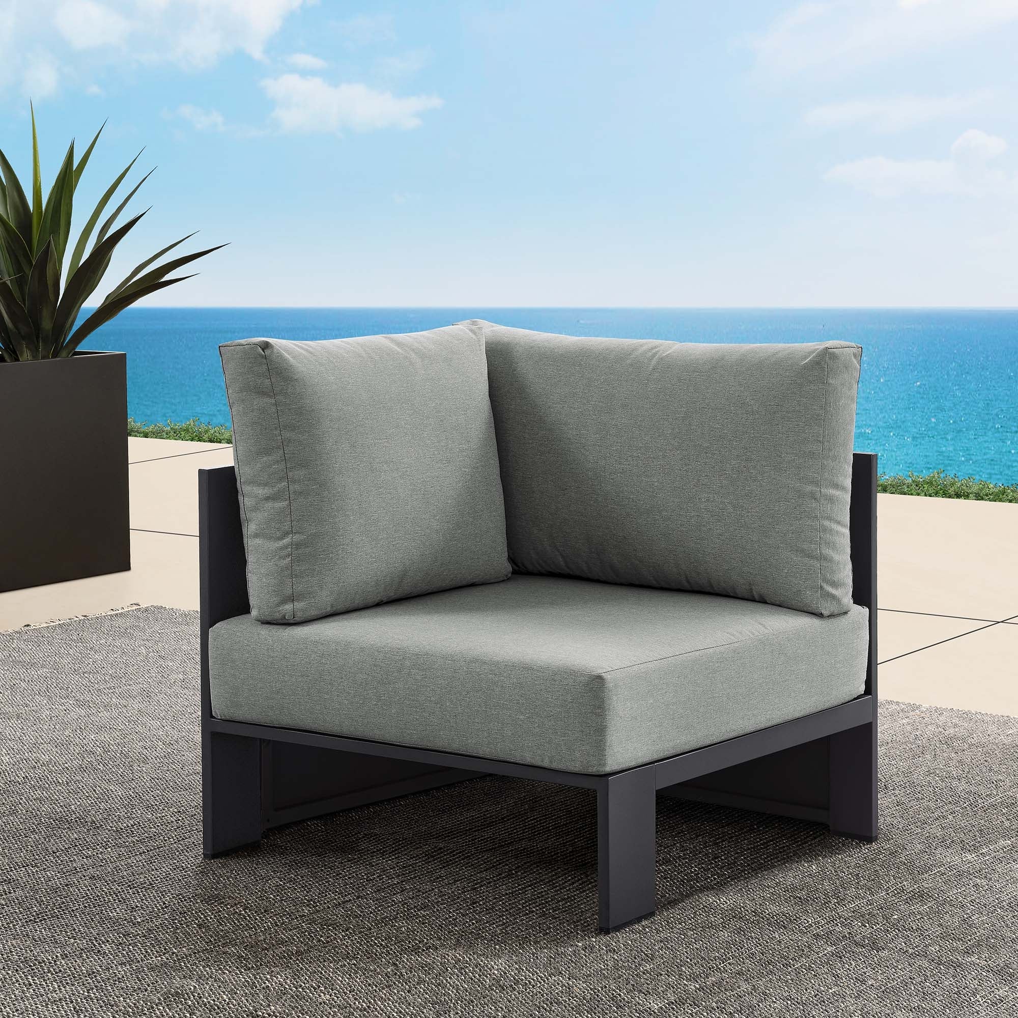 Tahoe Outdoor Patio Powder-Coated Aluminum Modular Corner Chair by Modway