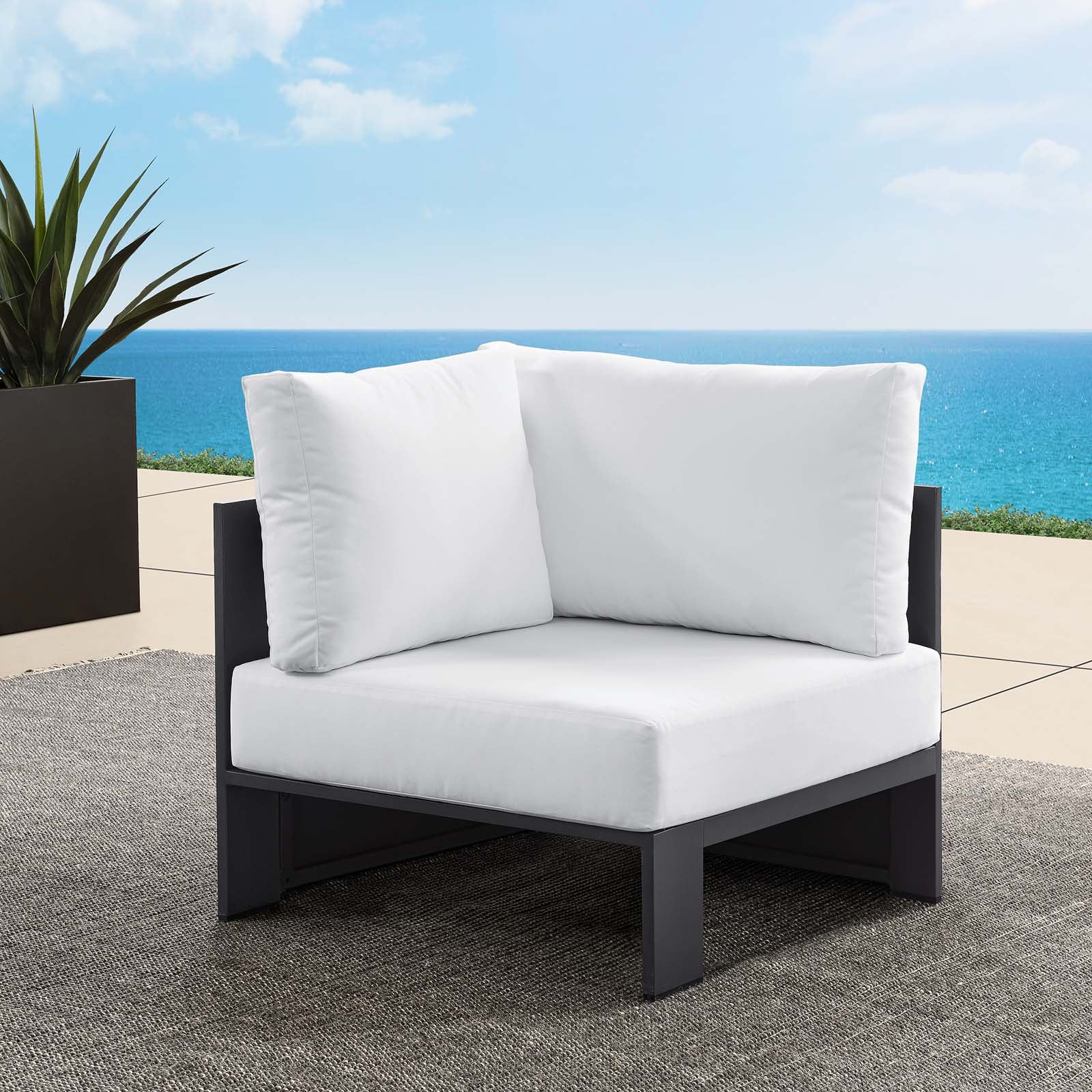 Tahoe Outdoor Patio Powder-Coated Aluminum Modular Corner Chair By HouseBean