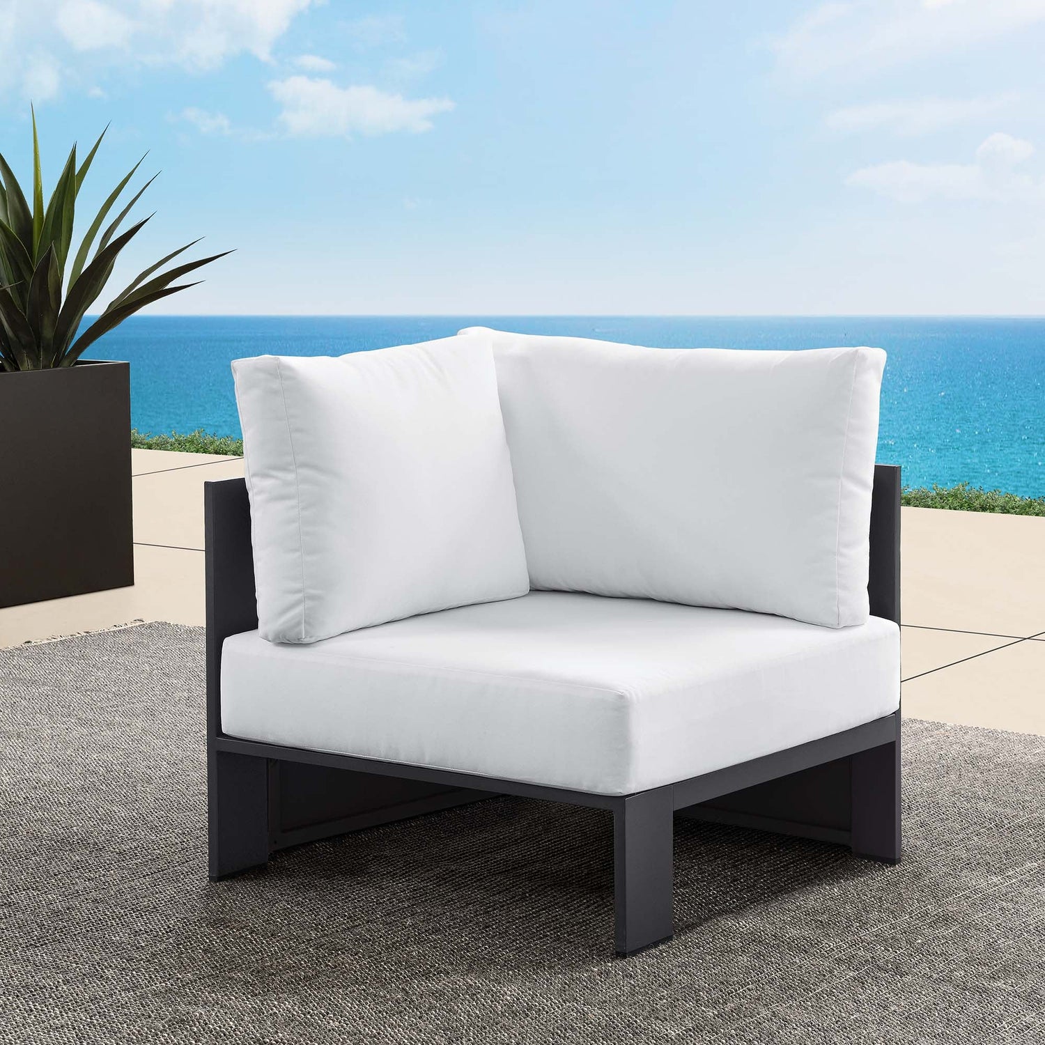 Tahoe Outdoor Patio Powder-Coated Aluminum Modular Corner Chair by Modway