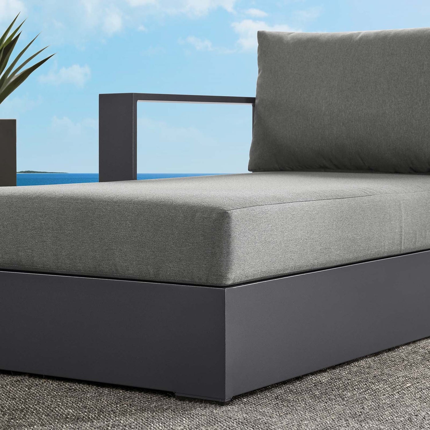 Tahoe Outdoor Patio Powder-Coated Aluminum Modular Left-Facing Chaise Lounge By HouseBean