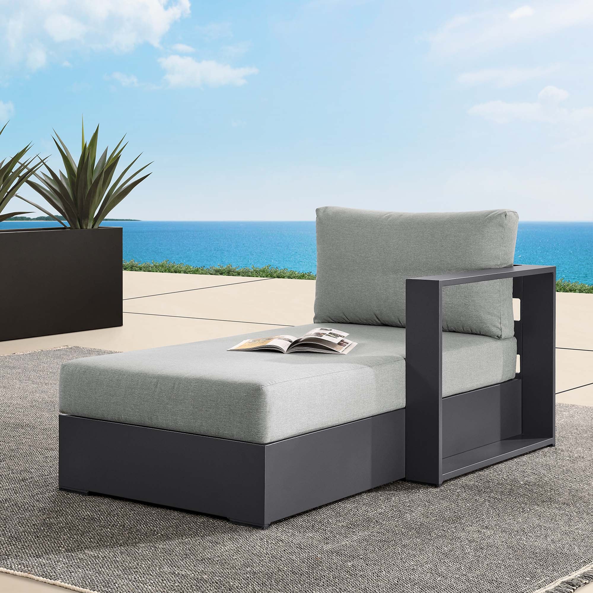 Tahoe Outdoor Patio Powder-Coated Aluminum Modular Right-Facing Chaise Lounge by Modway