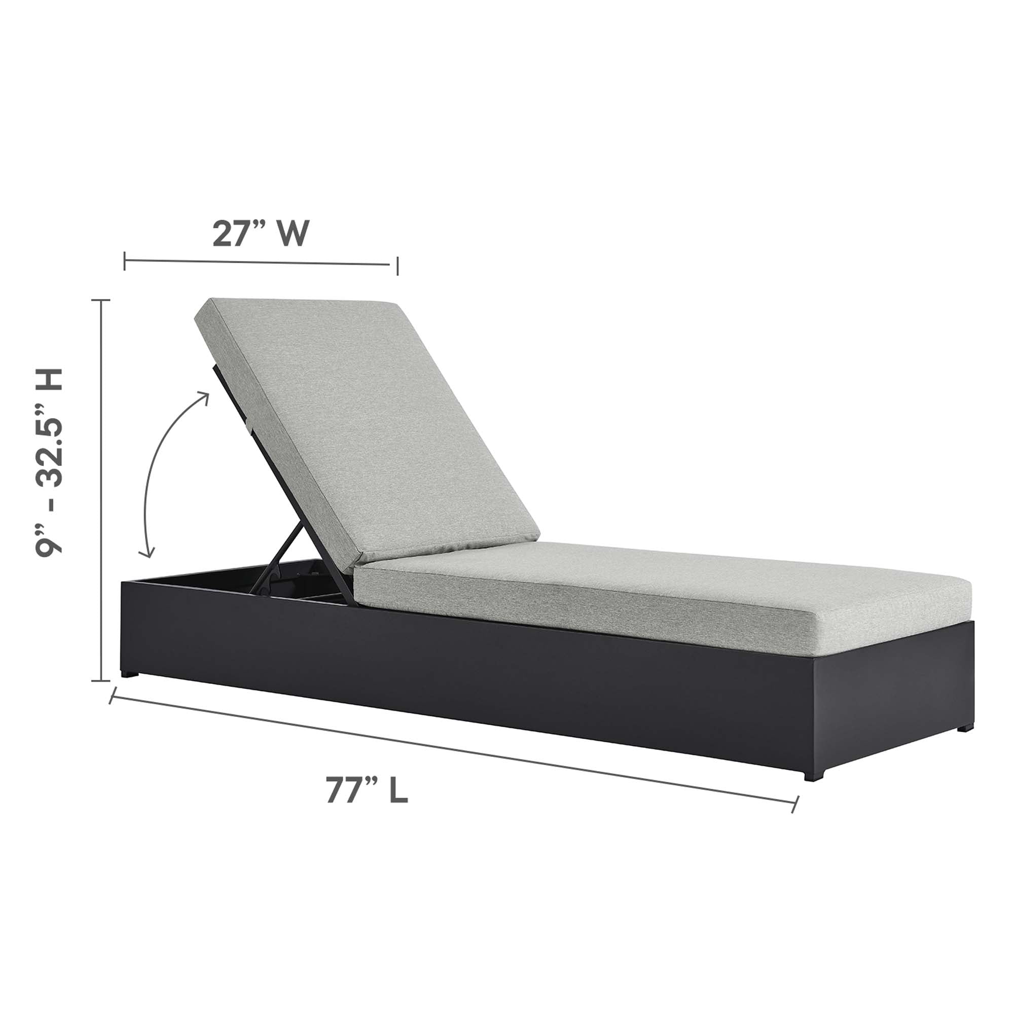 Tahoe Outdoor Patio Powder-Coated Aluminum Chaise Lounge Chair by Modway