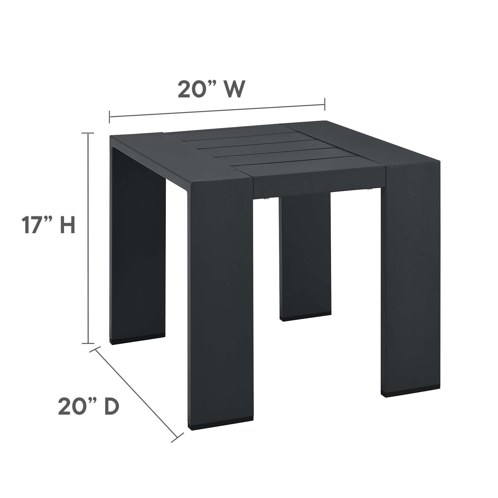 Tahoe Outdoor Patio Powder-Coated Aluminum End Table By HouseBean