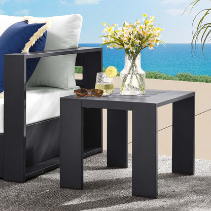 Tahoe Outdoor Patio Powder-Coated Aluminum End Table By HouseBean