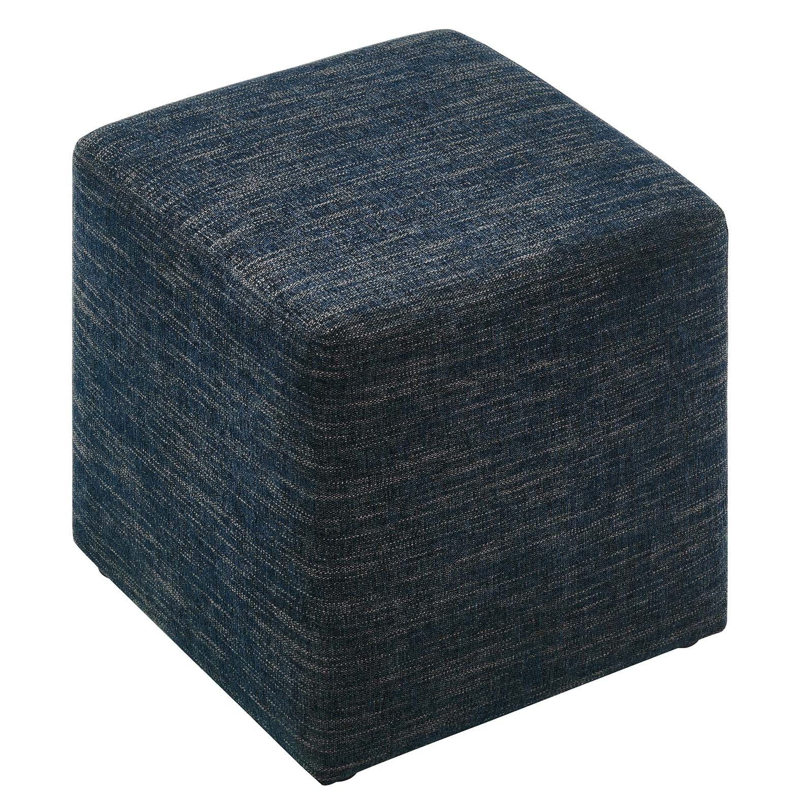 Callum 17&quot; Square Woven Heathered Fabric Upholstered Ottoman By HouseBean