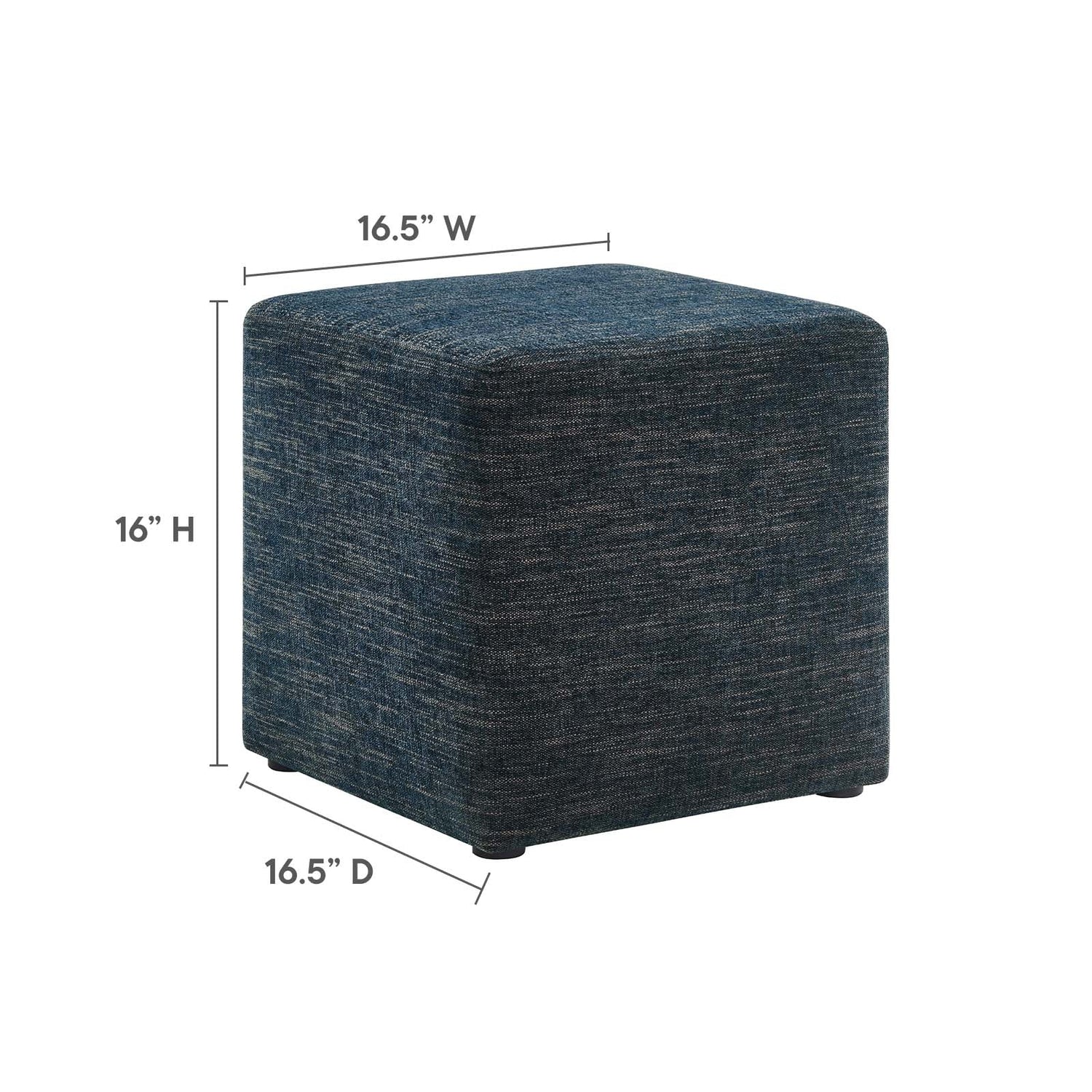 Callum 17&quot; Square Woven Heathered Fabric Upholstered Ottoman By HouseBean