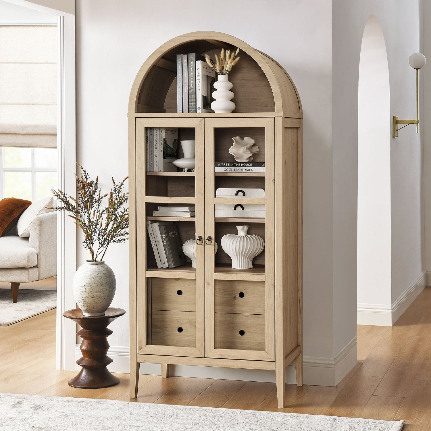 Nolan Tall Arched Storage Display Cabinet By HouseBean