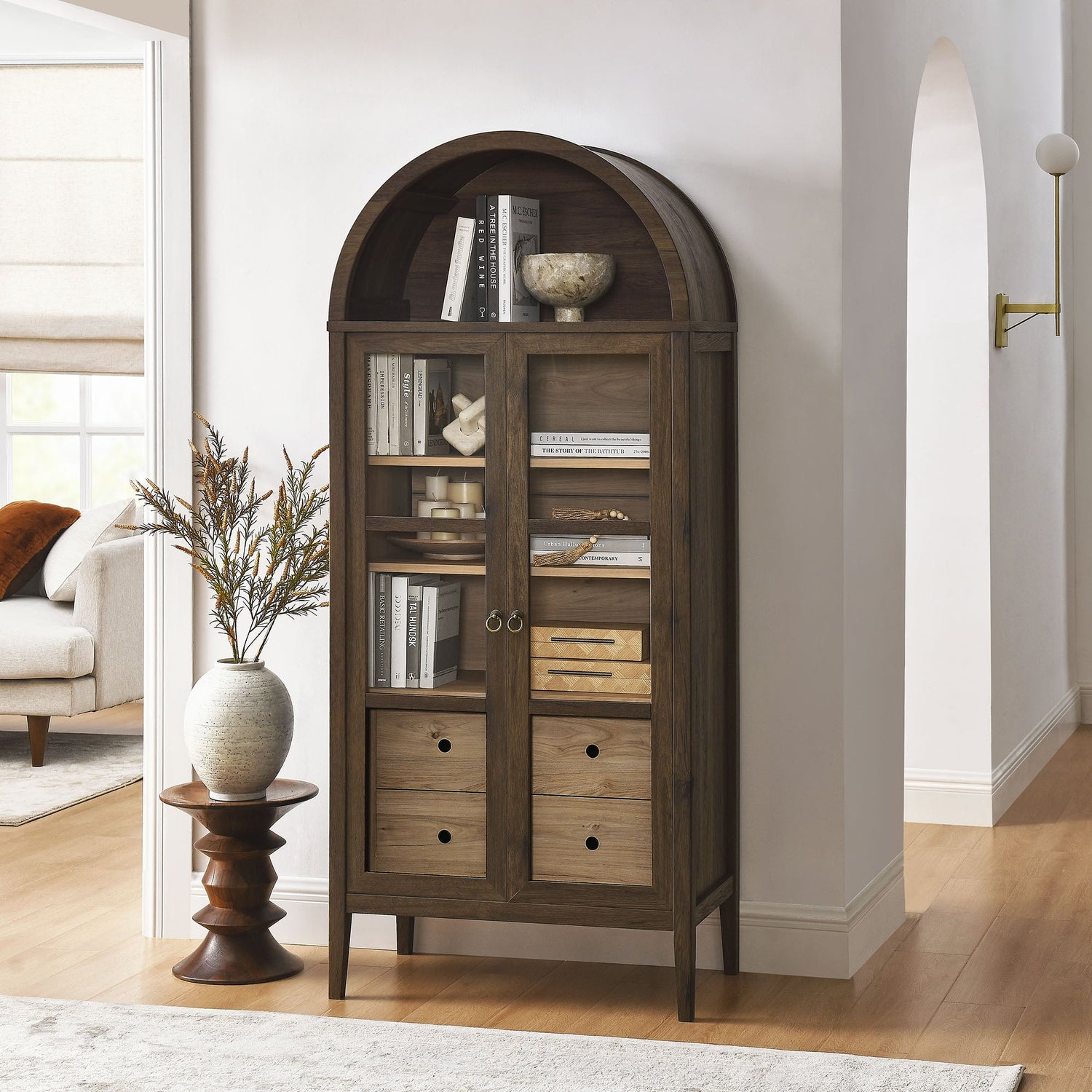 Nolan Tall Arched Storage Display Cabinet By HouseBean