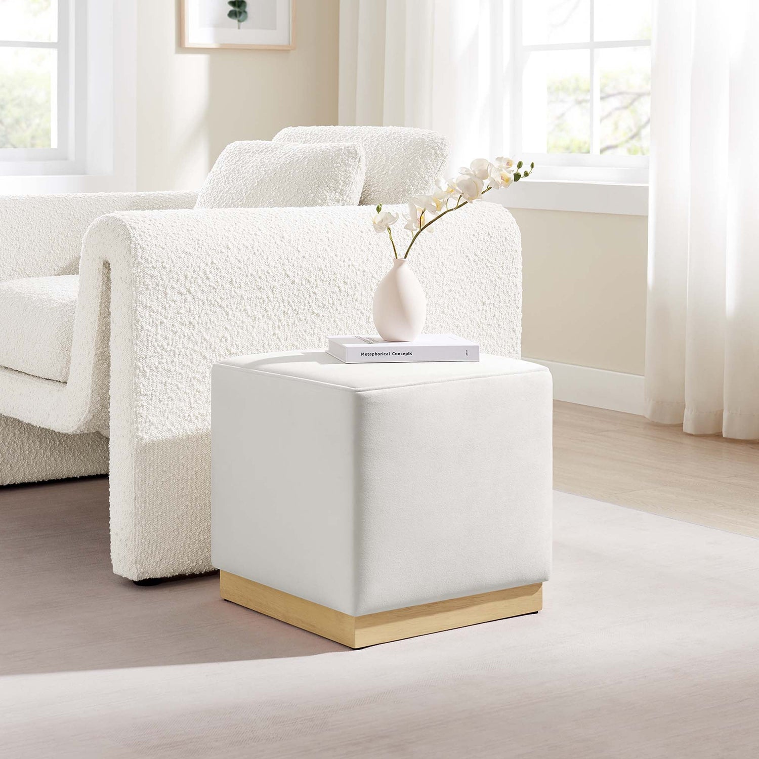 Tilden 17&quot; Square Performance Velvet Upholstered Ottoman by Modway