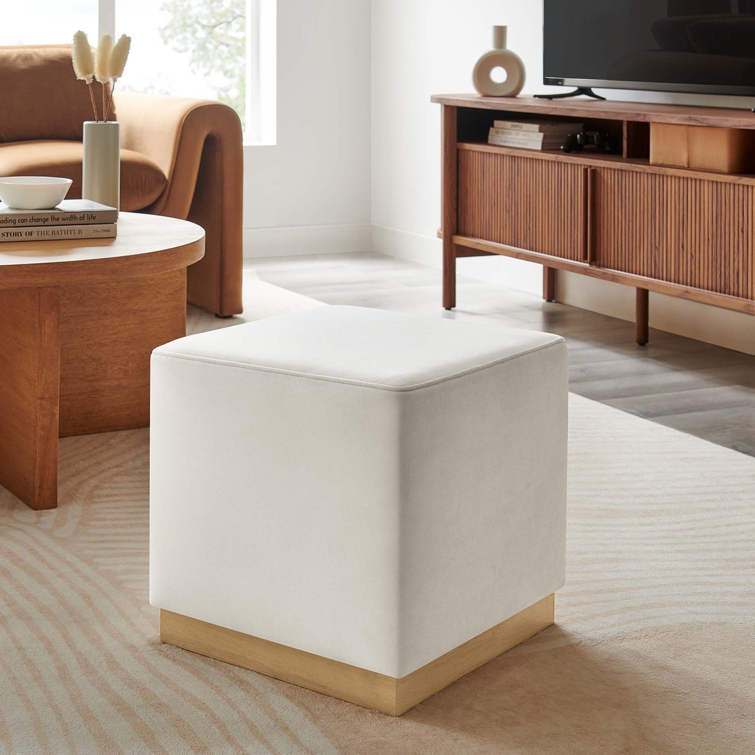 Tilden 17&quot; Square Performance Velvet Upholstered Ottoman by Modway