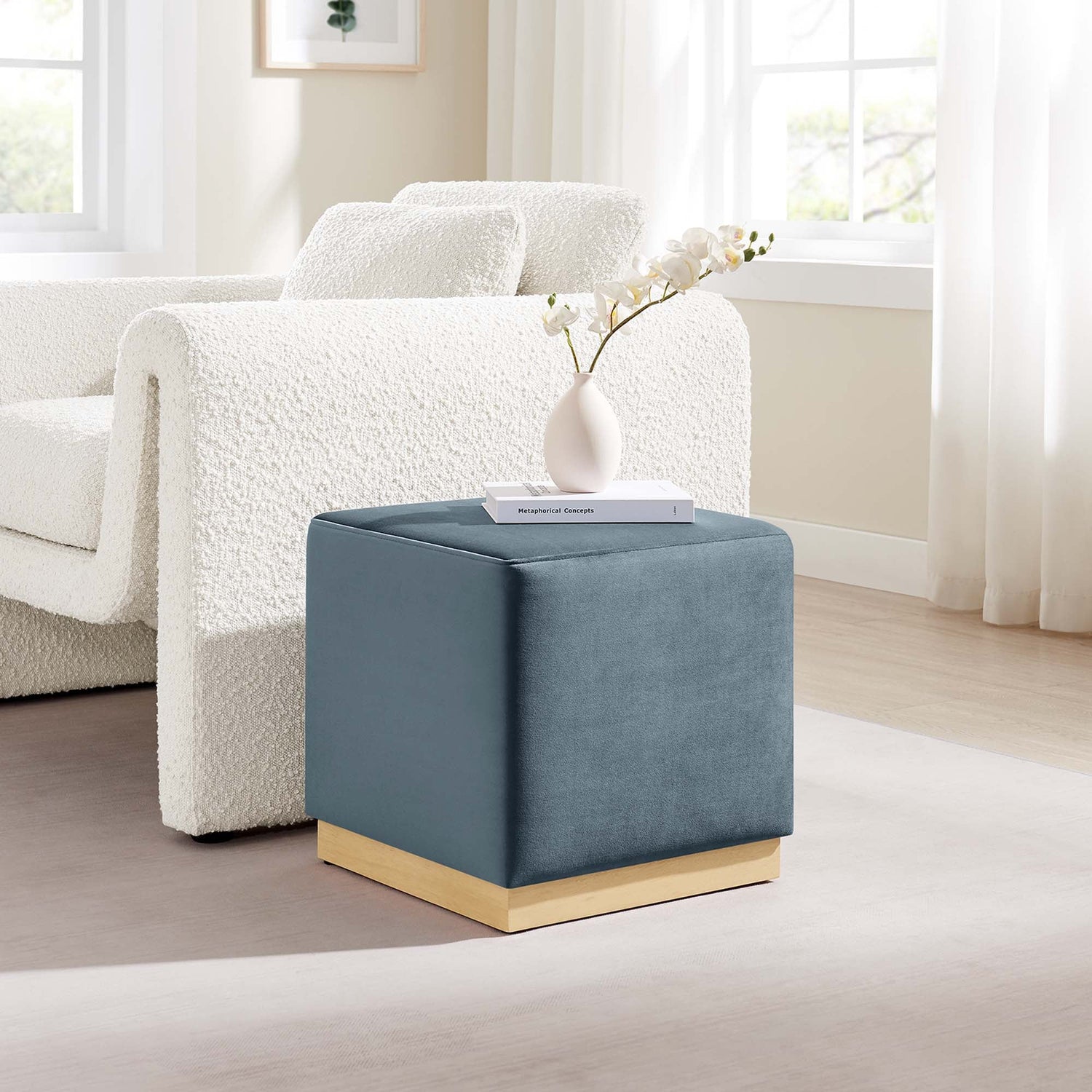 Tilden 17&quot; Square Performance Velvet Upholstered Ottoman by Modway