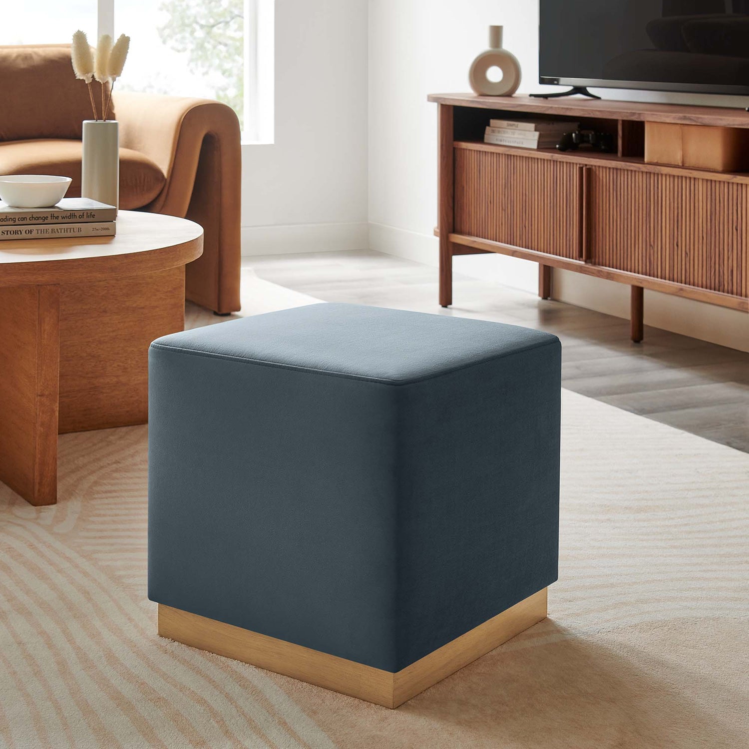Tilden 17&quot; Square Performance Velvet Upholstered Ottoman by Modway