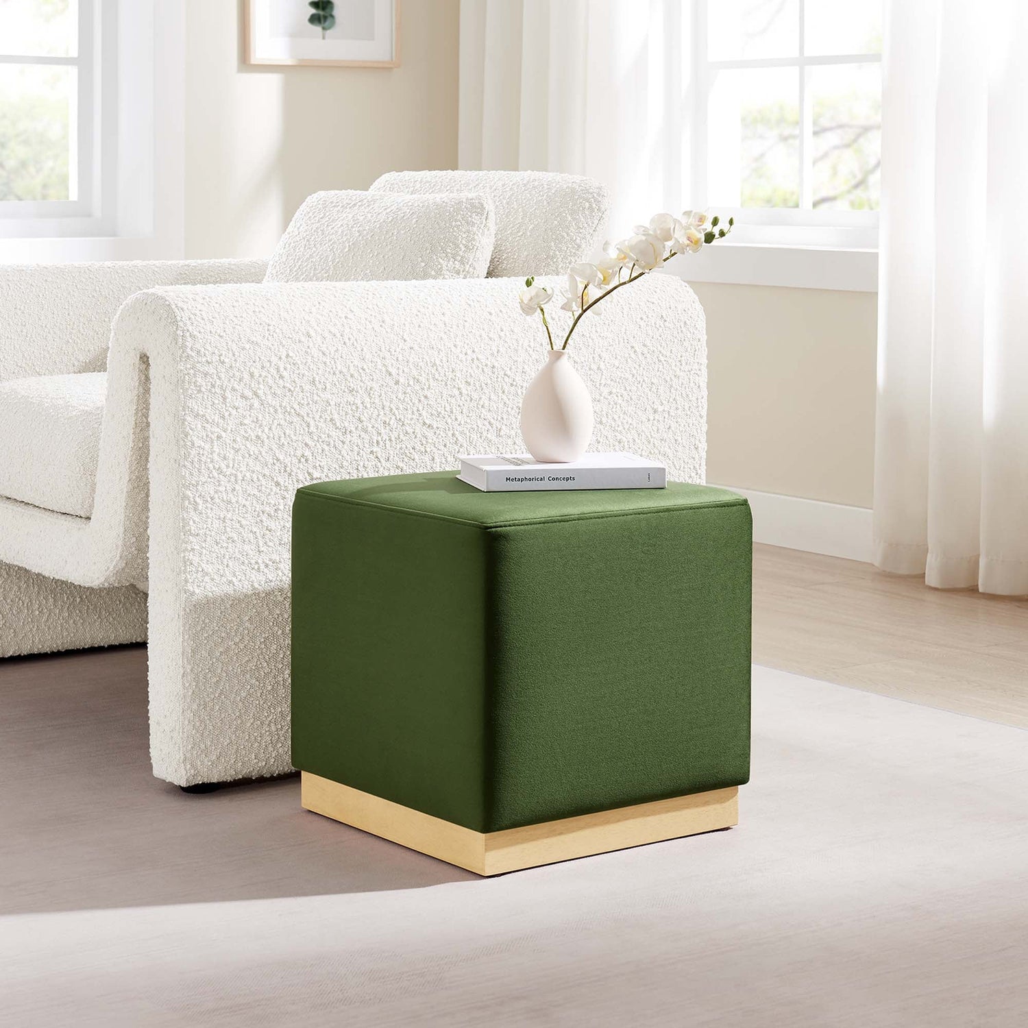 Tilden 17&quot; Square Performance Velvet Upholstered Ottoman by Modway