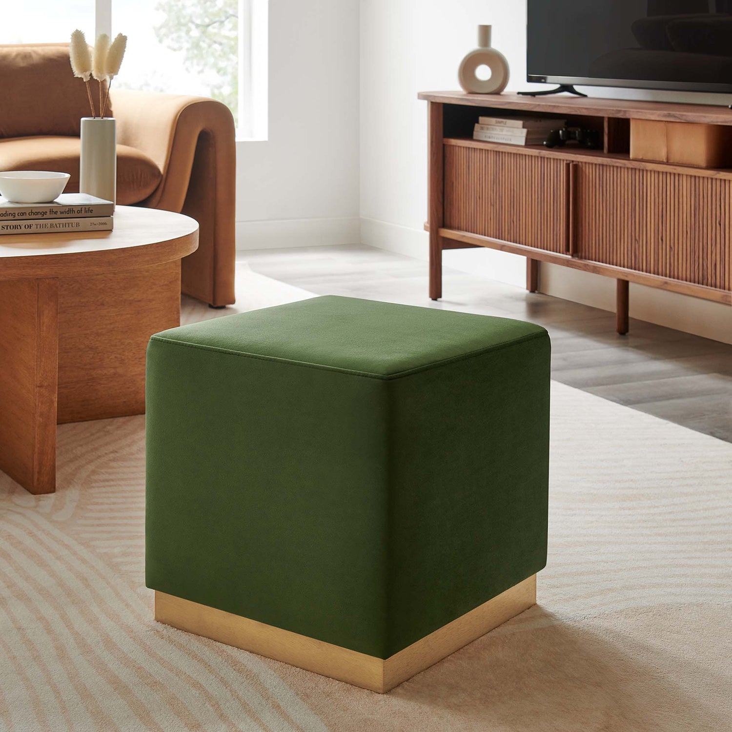 Tilden 17&quot; Square Performance Velvet Upholstered Ottoman by Modway