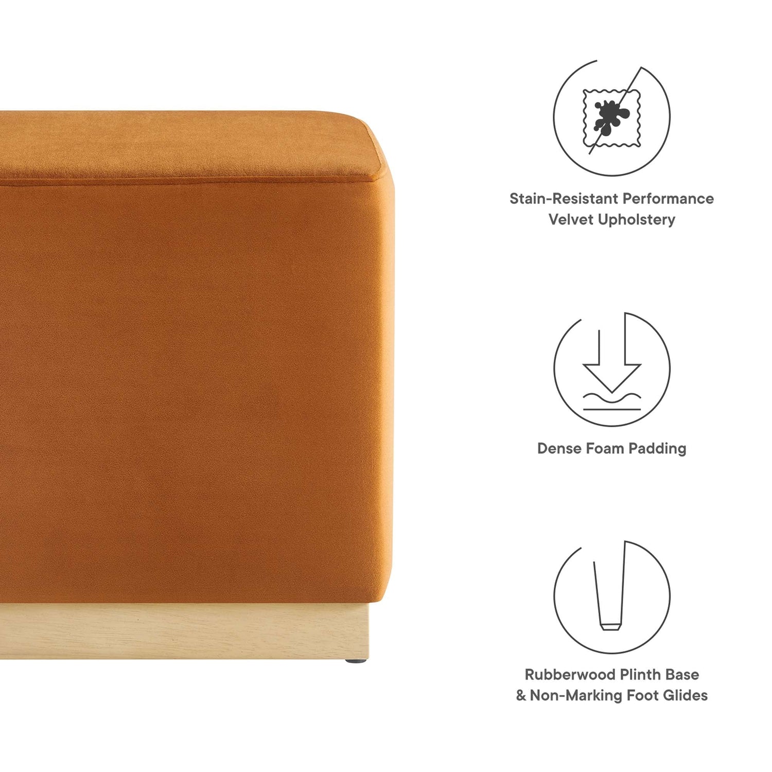 Tilden 17&quot; Square Performance Velvet Upholstered Ottoman by Modway